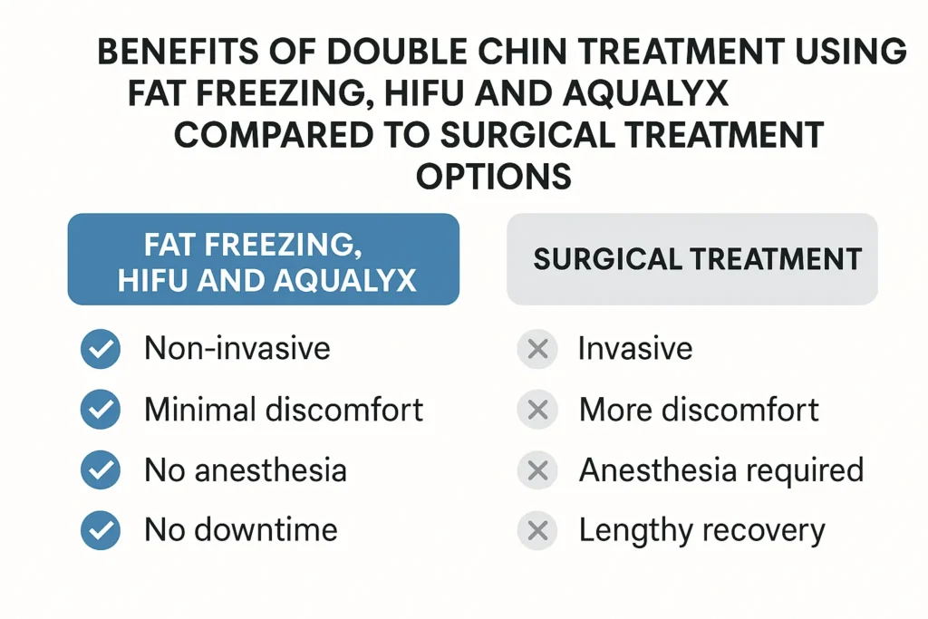 Graphic about the benefits of double chin treatment Daventry - from LA LIPO