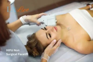 Woman having Hi-Fu to reduce wrinkles Daventry.