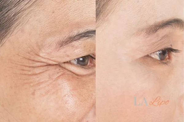 Before and after results of woman - HI-fu wrinkles reduction treatment Daventry