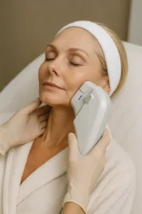 Woman receiving HIFU non surgical facelift treatment Daventry
